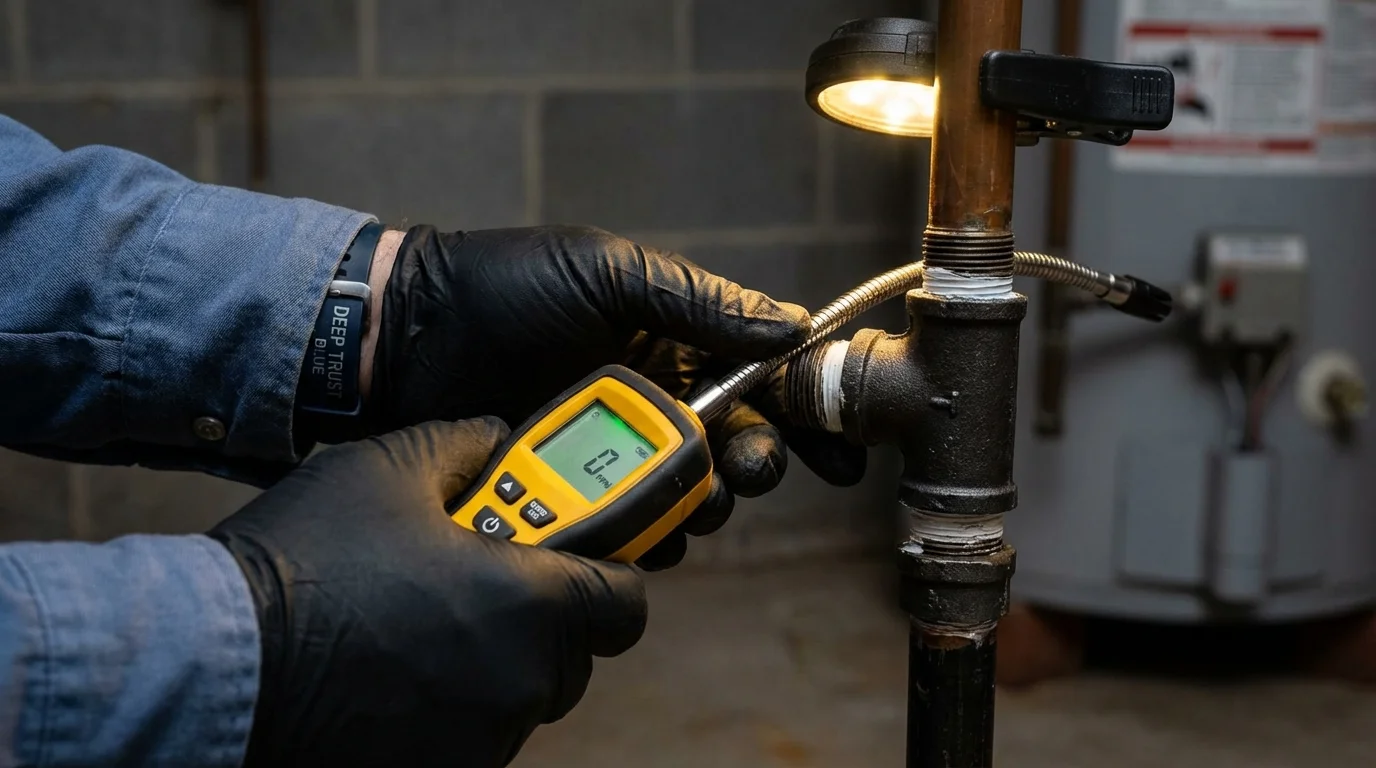 Gas leak detection with electronic sniffer by Johns Plumbing LLC in Twin Lakes