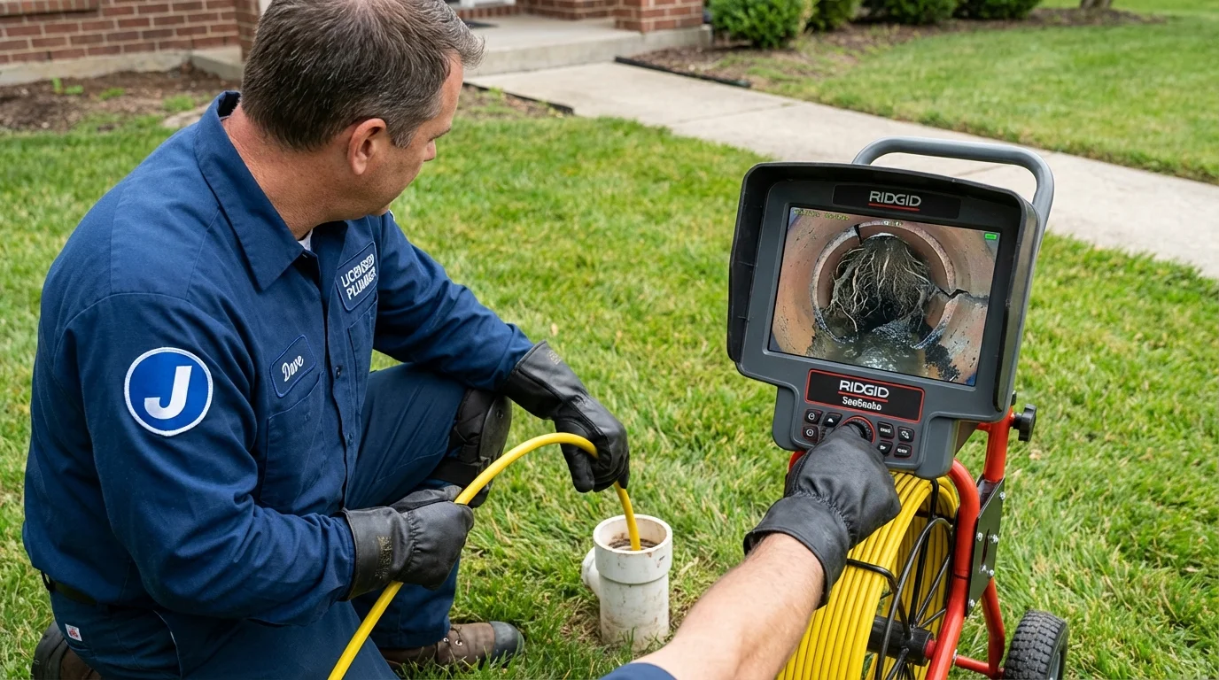 Sewer camera inspection being performed by Johns Plumbing LLC in Twin Lakes
