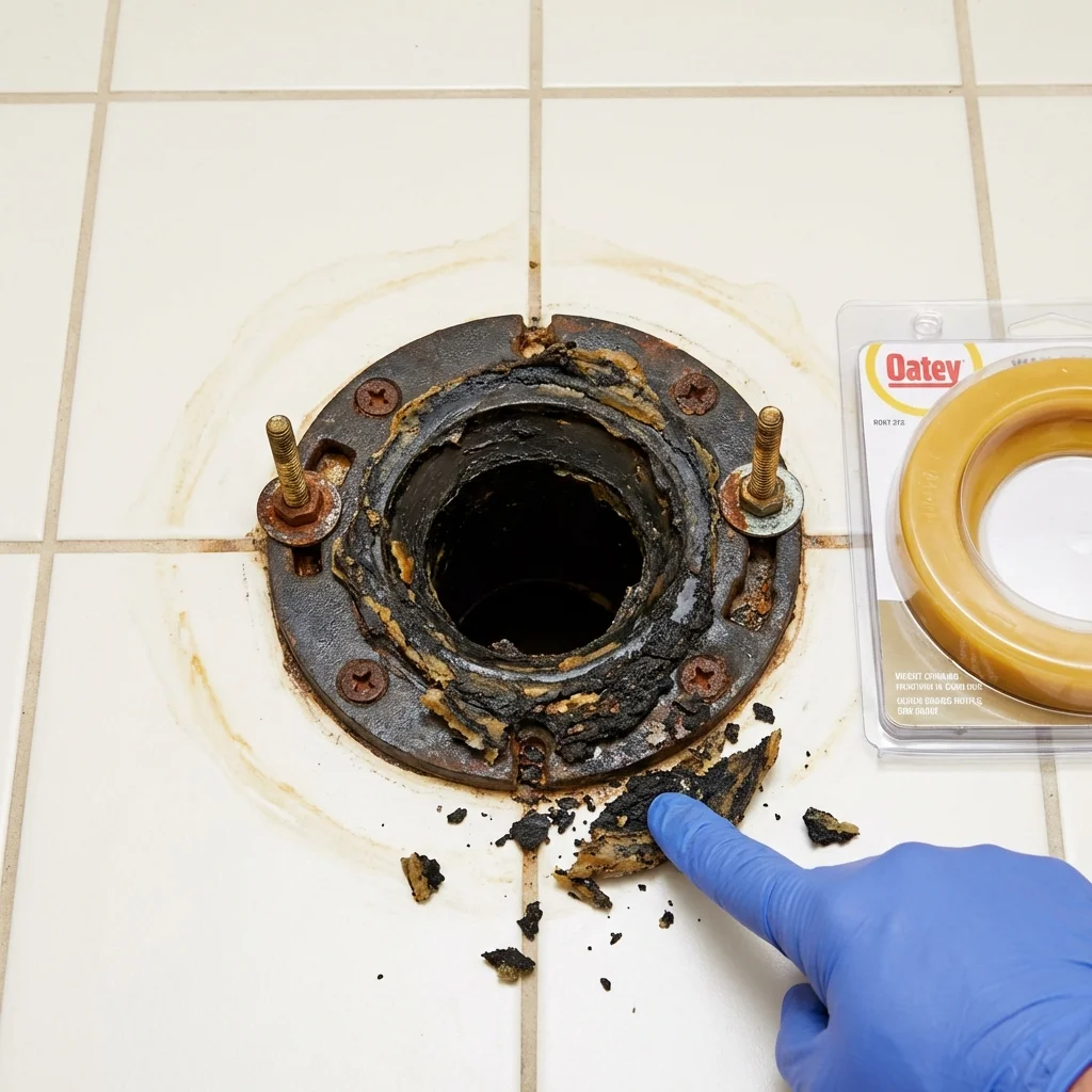 Failed wax ring showing water seepage at the base of a toilet in a Twin Lakes, CO home