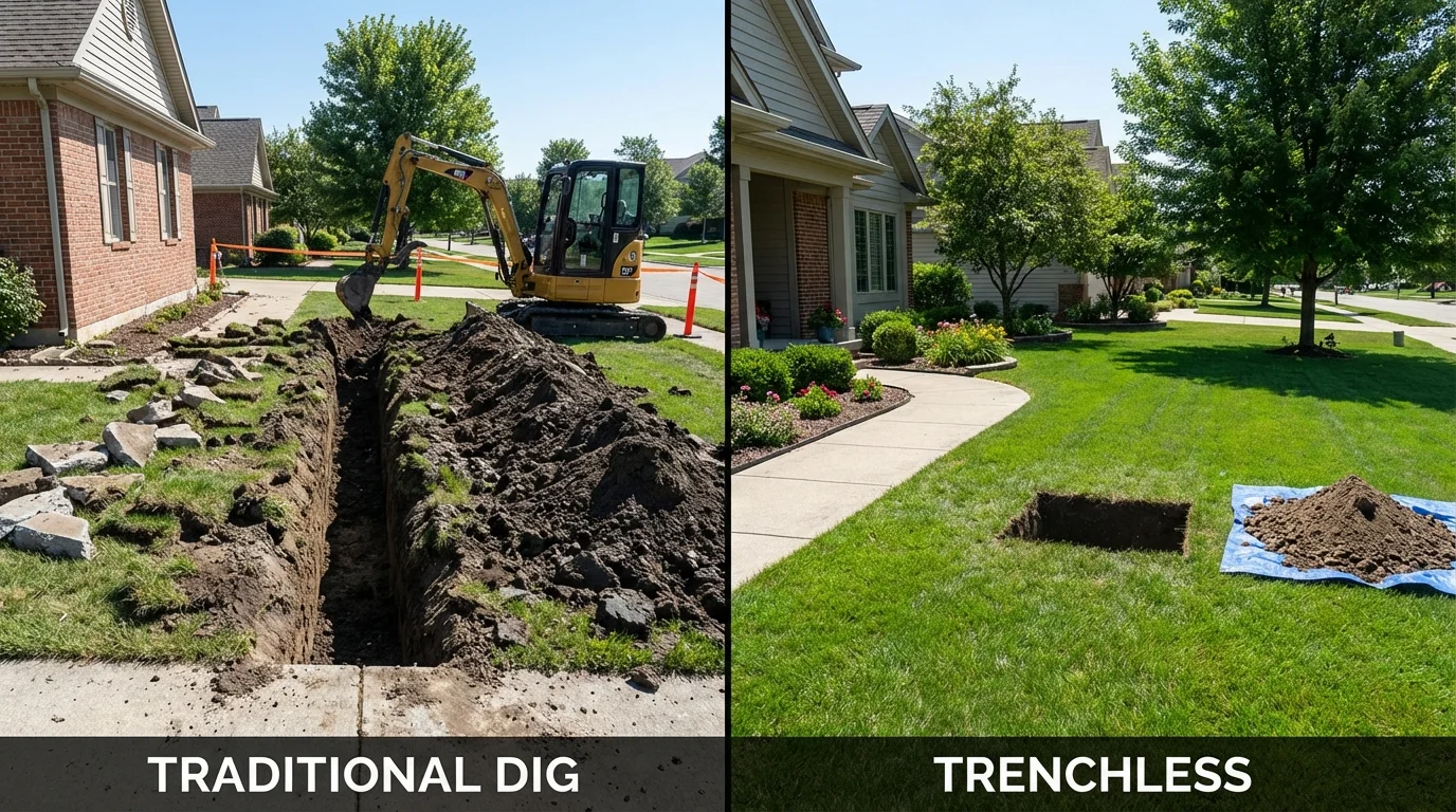 Trenchless sewer repair with minimal yard damage versus traditional excavation in Twin Lakes, CO